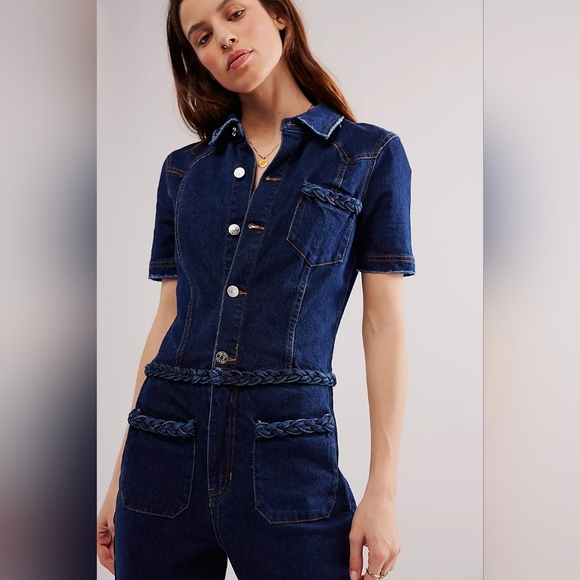 Ser.O.Ya Dark Wash Alice Denim Jumpsuit NWT - Picture 2 of 16